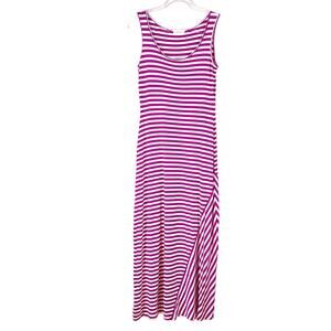 Calvin Klein Maxi Tank Dress Purple / Magenta & White Striped Stretchy  - Small